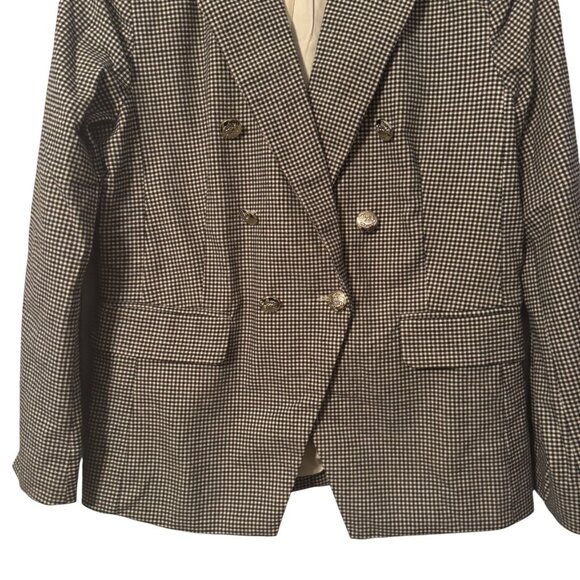 Free Assembly Womens Houndstooth Blazer Jacket Size M Cotton/Spandex Blend Doubl - Picture 6 of 12